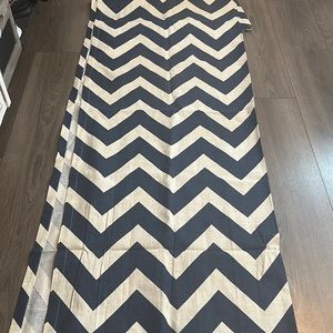 Richloom Fashions - 4 Navy & Khaki Chevron Curtain Panels - Room Darkening - 84”
